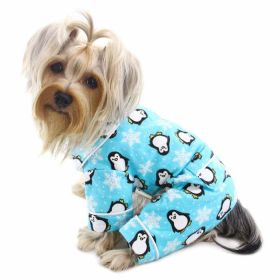 Penguins & Snowflake Flannel PJ with 2 Pockets (Turquoise) - S
