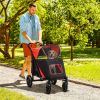 PawHut Pet Stroller Dog Cat Carriage One Click Fold with Universal Front Wheels Shock Absorber Brakes Storage Bags Mesh Window